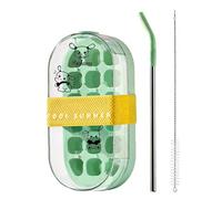 2-in-1 Water Bottle - Reusable Bottle with Ice Tray, 2-in-1 Container with Straw for Easy Drinking, Press Release Ice Tray, Travel Outdoor Hydration for Home Kitchen Office, Camping Hiking Picnic