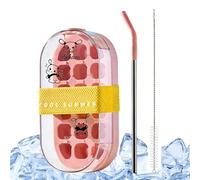 2 In 1 Water Bottle With Ice Tray, Touch Free Home Ice Making Tray, Portable Ices Maker Bottle, Reusable 2-In-1 Bottles With Straw, Press To Release Trays For Home Kitchen Office Travel Outdoor