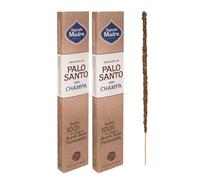 2 Inciensos de Palo Santo con Champa - Sagrada Madre | Pack de 2 Cajas de Sahumerio Hecho 100% Natural con Palo Santo y Aceites Esenciales Naturales | 8 Varillas Gruesas por Caja y 1 Hora de Duración.