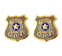 2 insignias de policía de Estados Unidos, accesorios de cosplay de policía, pin de insignia de policía, insignia de sheriff, pin de insignia de policía, 6 cm, Metal Esmalte, Ágata