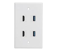 2 Interfaces Multimedia HD+2 Tomacorrientes de Pared, Panel de Pared USB3.0 Panel de Puertos USB3.0 Accesorio de Placa de Toma de Pared de Audio y Video sin Soldadura
