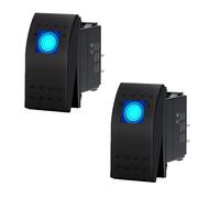 2 interruptores basculantes marinos, 12 V, 24 V, resistente al agua, 3 pines, LED azul