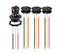 2 interruptores basculantes redondos con indicador LED, 12 V, 20 A, SPST, interruptor de encendido/apagado, carcasa de aluminio, precableado para coche, barco, para aplicaciones industriales de
