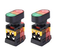 2 interruptores de botón pulsador, CC 24 V encendido/apagado, interruptor de botón momentáneo con luz LED, interruptor de botón doble para aparatos de equipos industriales