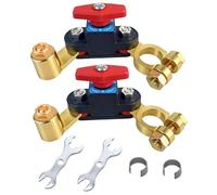 2 interruptores de corte de batería de coche, cobre puro, transmisión estable, ajustable, alta conductividad, 12 V-24 V, interruptor inteligente para camión, barco, caravana, coche, etc.