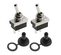 2 interruptores de palanca SPST 2 pines de terminales 12 V DC 25 A interruptor basculante con cubierta impermeable de tapa de maletero para automoción eléctrica