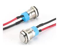 2 interruptores impermeables de 12 mm, interruptor de presión de bloqueo, interruptor automático de acero inoxidable, 12 V/230 V, adecuado con cable de conexión de 20 cm para bocinas, coches