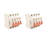 2 interruptores magnetotérmicos trifásicos 4P 25 A D25, curva D 10 kA, 4 módulos DIN 380 V AC, certificado IEC60898-1, serie PB8H profesional