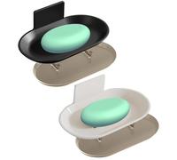 2 jaboneras Autoadhesivas, jabonera con Bandeja de Goteo, jabonera para Montaje en Pared, jabonera sin taladrar, Adecuada para baño, Cocina