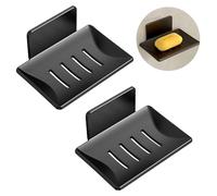 2 jaboneras autoadhesivas, sin necesidad de taladrar, jabonera con drenaje, de aluminio resistente a la corrosión, adecuado para cocina y baño