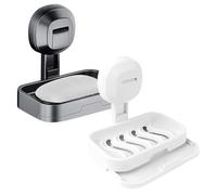 2 jaboneras con desagüe, jabonera con ventosa para ducha, jaboneras sin taladrar, soporte para jabón con ventosa, soporte para jabón con ventosa para ducha, soporte para esponja de cocina (gris +