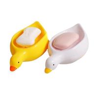 2 jaboneras con Forma de Pato Blancas y Amarillas con desagüe de plástico Antideslizante y Resistente Adorable jabonera para Cocina con desagüe automático.