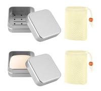 2 jaboneras de aluminio de viaje (con 2 bolsas de jabón amarillas), caja de jabón resistente a la humedad con escurridor, jabonera de viaje para jabón sólido, almacenamiento de medicamentos, dulces