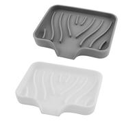 2 jaboneras de silicona con desagüe, jabonera para ducha, soporte para jabón, bañera, jabonera para lavabo, jabonera para baño, cocina y contador (blanco + gris) con 1 bolsa con cordón