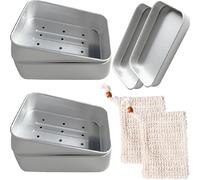 2 jaboneras de viaje de aluminio, jabonera portátil con bandeja de goteo, bolsas de jabón orgánicas, caja de jabón impermeable cuadrada, almacenamiento de champú sólido con tapa