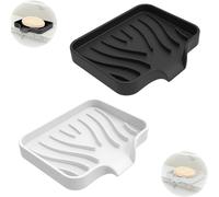2 jaboneras de viaje, jabonera con desagüe, soporte para jabón, para baño, cocina, contador (negro, blanco) (b)