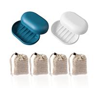 2 jaboneras, jabonera pequeña y Conveniente, jabonera de Drenaje, jabonera de Viaje, fácil de Limpiar, Buen Sellado, manténgase alejado del Polvo, jabón seco y 4 Bolsas de jabón