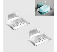 2 jaboneras para ducha, sin taladrar, de acero inoxidable 304, jabonera con desagüe, jabonera para el baño, la cocina (plata brillante)