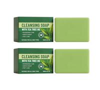 2 jabones de aceite de árbol de té para hombres activos, jabón para árbol de té, alivia el picor y combate el olor corporal después del entrenamiento en el vestuario (2, 100 g)