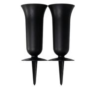 2 jarrones de Cementerio con púas, Soportes de Flores para tumbas Resistentes a la Intemperie con diseño de Drenaje para Decoraciones conmemorativas, 32x12x10, 5 cm, Negro