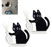 2 jarrones magnéticos de Flores con diseño de Gato, Lindo jarrón de Gato, imán para, jarrón de Flores, Gato, Mesa y decoración de Habitaciones, Soporte para Bigotes para salón, Entrada