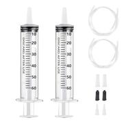 2 jeringas con manguera, jeringa dosificadora reutilizable de 60 ml (50 ml), empaquetada individualmente sin aguja para laboratorios científicos, riego de jardín, industria