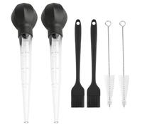 2 jeringas de pavo para cocinar, jeringa de pavo grande, jeringa para untar carne, inyector de pavo de cocción larga para engrasar carne de pavo + 2 cepillos de limpieza, 2 cepillos de silicona