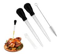 2 Jeringas Grandes para Pavo con Cepillo de Limpieza para Aceite,Gotero de TPR Pipeta Resistente al Calor para Cocinar,Inyector de Carne para Hornear,Marinar,Asar a la Parrilla,Carne de Res,Cerdo