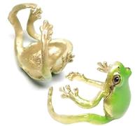 2 joyas creativas de rana, divertidos anillos abiertos de rana para mujer, anillo abierto ajustable, anillo de resina verde extraño, bonitos anillos de animales, regalos de joyería para adultos y