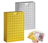 2 Juego Cartas Impermeables, Tarjeta Poker Bicolor oro y Plata Juegos de Cartas