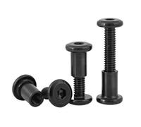 2 juegos - 10 juegos M4 M5 M6 M8 de acero con tornillo hexagonal grande for muebles negro con tuerca, conector de remache, inserto de tuerca de manguito de unión(15mm(L),2pcs m8xL With Nut)