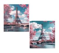 2 juegos 5D DIY Diamond Painting Torre Eiffel,Pintura Diamante Francia,Manualidades Adultos Diamond Painting Kit Completo Niños,Manualidades Adultos Pintura con Diamantes Decoración Hogar 25x30cm TY08