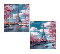 2 juegos 5D DIY Diamond Painting Torre Eiffel,Pintura Diamante Francia,Manualidades Adultos Diamond Painting Kit Completo Niños,Manualidades Adultos Pintura con Diamantes Decoración Hogar 60x80cm TY82