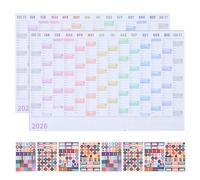 2 Juegos Calendario Anual de Pared Grande 2026 en Inglés | Papel, Resumen del Año Completo, Adhesivo Trasero y Pegatinas, Hogar y Oficina