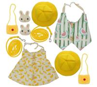 2 Juegos Conjunto de Ropa de Conejo con Correa, Algodón, M | Disfraz de Conejito para Mascotas, Estilo Elegante, para Conejos y Hámsteres, Incluye Sombreros