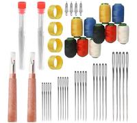2 juegos de agujas de coser, 36 unids/set 5 tamaños de agujas de acero de ojo para coser a mano con 5 hilos de colores herramientas para proyectos de bricolaje