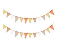 2 juegos de banderines de arpillera sintética naranja y amarillo, kit de guirnalda de banderas triangulares de otoño al aire libre para boda, fiesta de cumpleaños, decoración de festivales de Acción