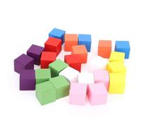 2 juegos de bloques de madera cuadrados, cubos de madera de colores, juguete de educación temprana para niños, para manualidades, fabricación de rompecabezas de matemáticas(25 piezas 25 mm)