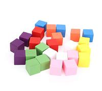 2 juegos de bloques de madera cuadrados, cubos de madera de colores, juguete de educación temprana para niños, para manualidades, fabricación de rompecabezas de matemáticas(25 piezas 25 mm)