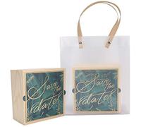 2 juegos de boda caja de regalo de madera PVC exquisito embalaje de dulces bolsa accesorios de fiesta de cumpleaños, deep forest fern leaves, Informal