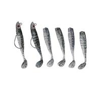 2 juegos de cebo de pesca Artificial de silicona con ojos 3D, cebo de pesca para agua salada y agua dulce (Verde negruzco)