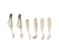 2 juegos de cebo de pesca Artificial de silicona con ojos 3D, cebo de pesca para agua salada y agua dulce (Oro)