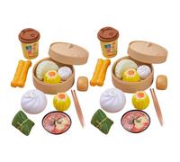 2 juegos de comida de juego de simulación, 26 piezas de juguete Bao Bun y juguetes de bola de masa con cesta de vapor, juguete chino realista Dim Sum para niños juegos de rol juguetes de bola de ma