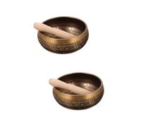 2 juegos de cuencos de sonido budista hechos a mano, decoración del hogar, meditación, yoga, cuenco para cantar, cuencos de relajación, adornos de mesa, chakras, decoración de música tibetana, cuen
