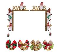 2 Juegos De Decoración Navideña del Marco De La Puerta Y 4 Arcos De Campana, Linda Forma De Enano, Divertido Diseño De Pegatinas De Madera, Se Pueden Llenar con Adornos.
