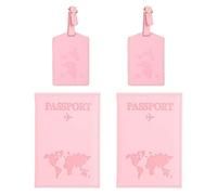 2 Juegos De Juegos De Pasaporte Rosa, Cubierta De Tarjeta De Pase De Cuero PU, Clip De Almacenamiento De Pasaporte, Etiqueta De Equipaje Simple Y Cuerpos De Viaje.