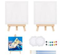 2 juegos de mini lienzo, lienzo pequeño, mini caballete con caballete, pinceles y colores, paquete para creatividad en casa, escuela y viajes, paquete para creatividad en casa y viajes