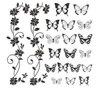 2 Juegos De Pegatinas De Pared Con Ramas De Vid De Flores Y 18 Pegatinas De Pared Con Mariposas, Decoración De Pared Del Hogar, Decoración De Pared Creativa, Decoración Del Hogar