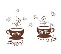 2 Juegos De Pegatinas De Pared Con Temática De Café, Decoración De Cafetería, Calcomanías Autoadhesivas Impermeables Y Suministros De Decoración De Paredes.