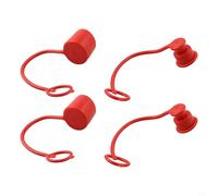 2 juegos de polvo hidráulico de cara plana, protector de PVC de goma para conectores rápidos, cubiertas rojas de 1/4 pulgadas, 3/8 pulgadas, 3/4 pulgadas para minicargadoras (1/4)